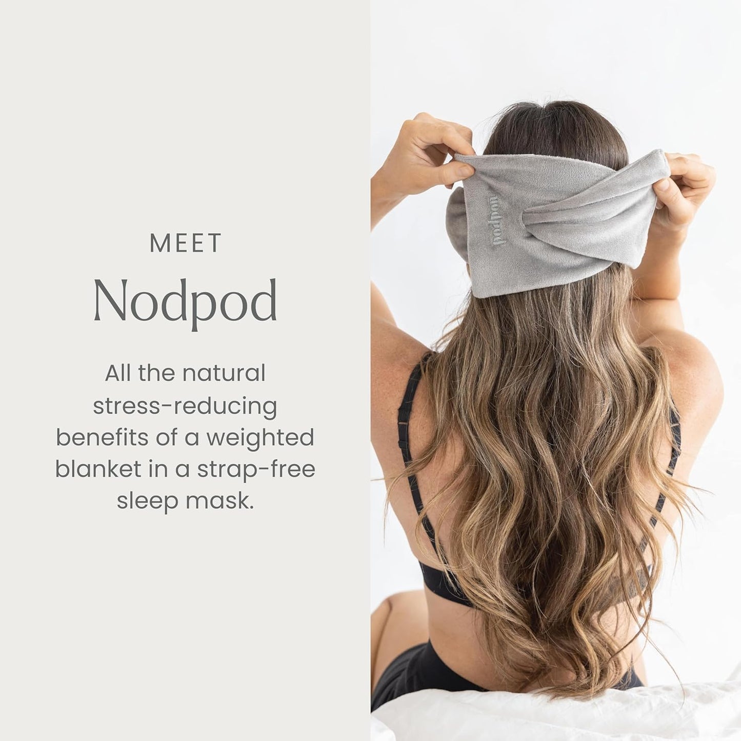 Nodpod Gentle Pressure Sleep Mask | Patented Light Blocking Design for Sleeping, Traveling & Relaxation - Elephant Gray
