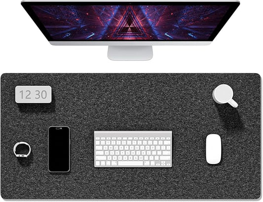 Auhoahsil Felt Desk Mat, Minimalist Large Mouse Pad XXL 35.5 x 15.7 in, Desk Matt for Desktop, Keyboard, Laptop, Computer, Office, Work from Home, Gaming, Dark Gray