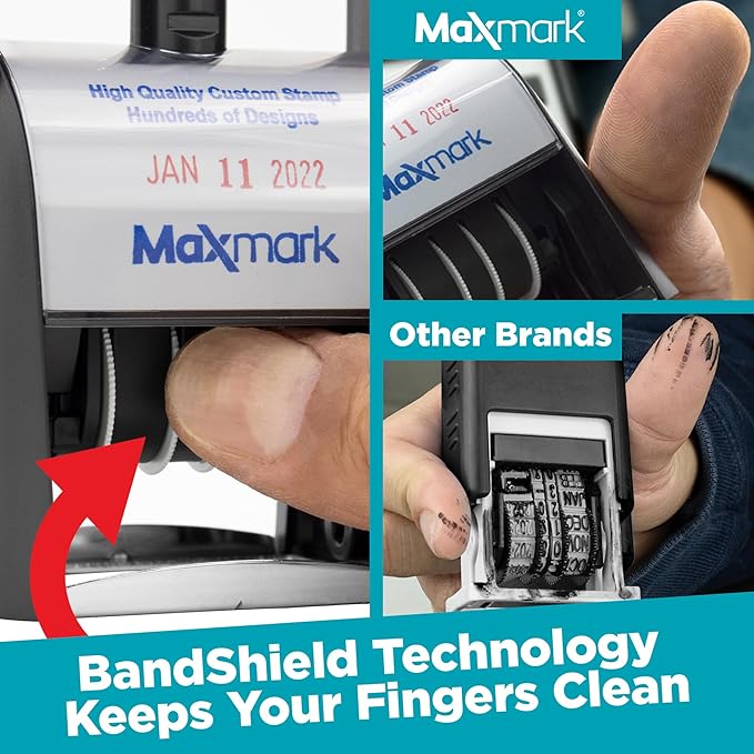 MaxMark Heavy Duty Self Inking Date Stamp with Phrase Mailed - Black Ink