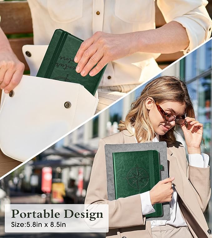 PAIBAS Blank Journal Notebook for Women Men,160 Pages,A5 Hardcover Sketchbook for Drawing, Sketch book, Unlined Notebooks for School,Work, Note Taking,Travel Journals for Writing 5.8"x8.5" (Green)