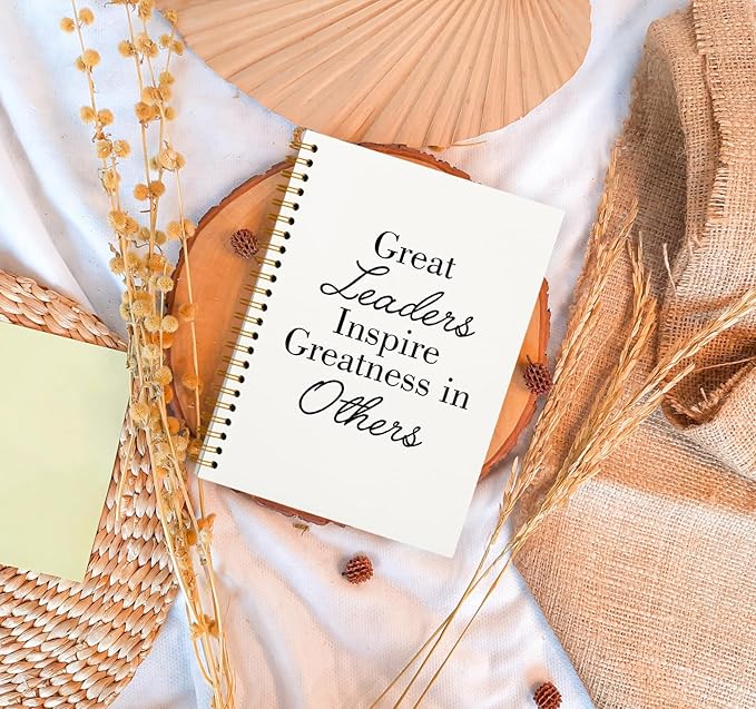 OXW Thank You Gifts for Leader, Meeting Notebook for Work, Appreciation Gift for Boss Manager Mentor, Office Supplies Leadership Gifts, White College Ruled Hardcover Spiral Notebook 5.5 x 8.3