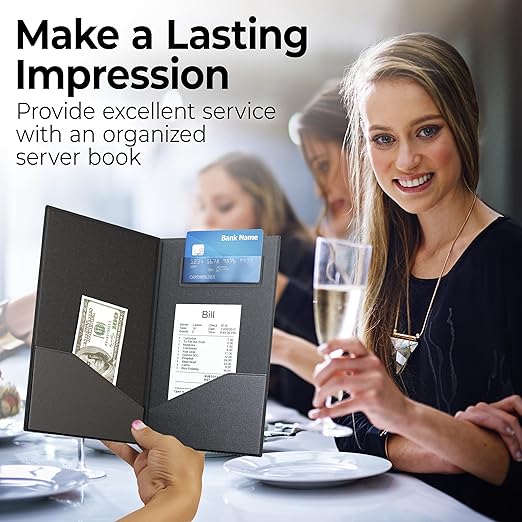 Gold Lion Professional Check Presenters for Restaurants - Black Server Checkbooks with Thank You Imprint for Smooth Payment Transactions, Restaurant Payment Book, and Foldable Tray Holders - 10 Pack
