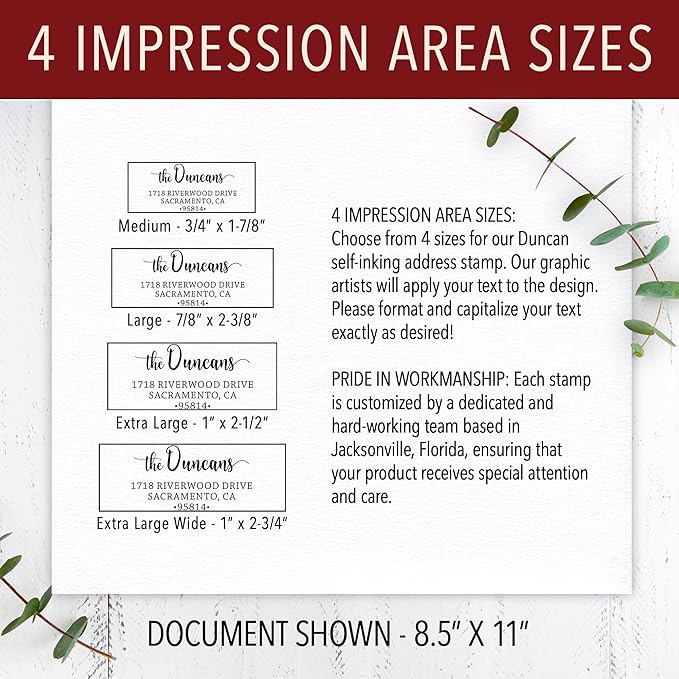 The Duncans Personalized Self-Inking Address Stamp | Envelope Return Address Stamp for Couples and Families | Custom Rubber Address Stamp (1, Xtra Wide)