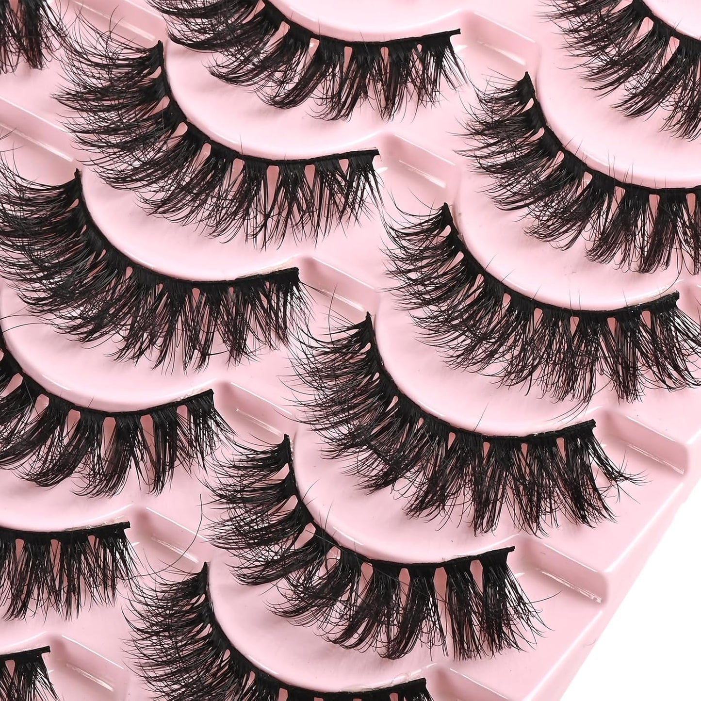 FARRED Wispy Lashes Hybrid Mink Eyelashes 14 Pairs Short Cat Eye Natural Fluffy False Eyelashes Faux Mink Strip Eye Lashes Pack for Daily Makeup (F18 | 8-14 mm)