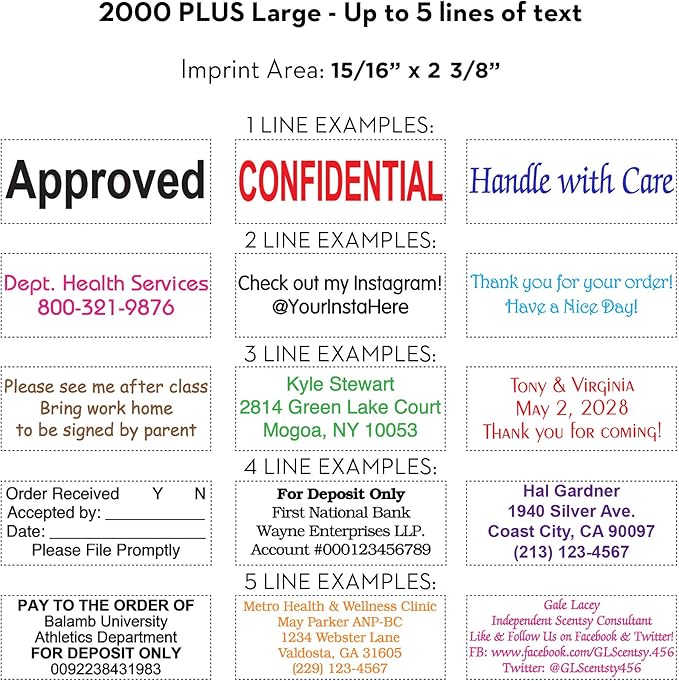COLOP Large Size Self Inking Custom Text Stamp - Choose from Many Fonts & 15 Ink Colors