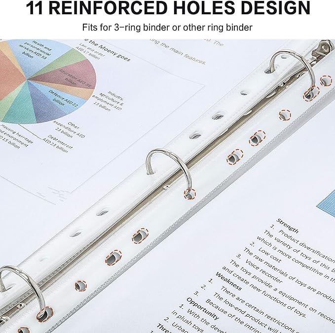 Sheet Protectors, PANDRI 500 Pack Clear Heavy Duty Plastic Page Protectors Sheet Reinforced 11-Hole Fit for 3 Ring Binder Fits Standard 8.5 x 11 Paper, 9.25 x 11.25 Top Loaded, Excluding Acid