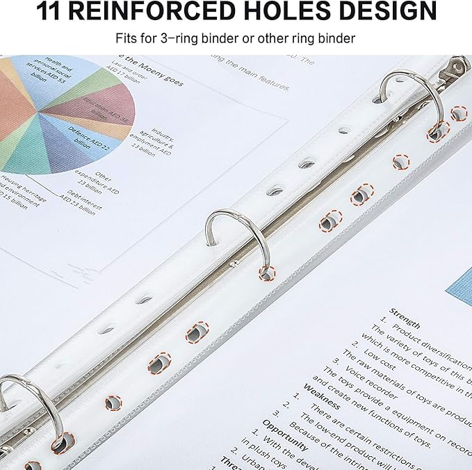 Sheet Protectors, PANDRI 400 Pack Clear Heavy Duty Plastic Page Protectors Sheet Reinforced 11-Hole Fit for 3 Ring Binder Fits Standard 8.5 x 11 Paper, 9.25 x 11.25 Top Loaded, Excluding Acid
