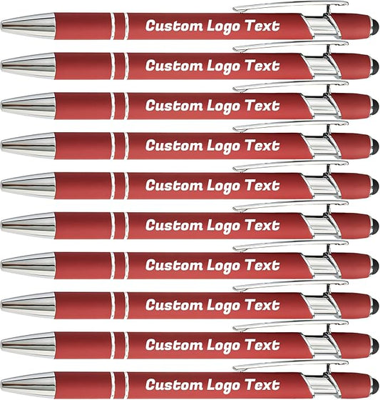 HEYZARDA Personalized Pens with Name Text Logo Custom Ballpoint Pen for Business Office Events with Stylus for Touchscreen 20 Pcs Wine