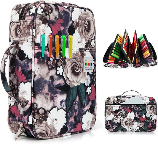 YOUSHARES Pencil Holder 300 Slots - 300 Slots large Pen Case Organizer with Multilayer Holder for Prismacolor Colored Pencils & Gel Pen (Grey Rose)