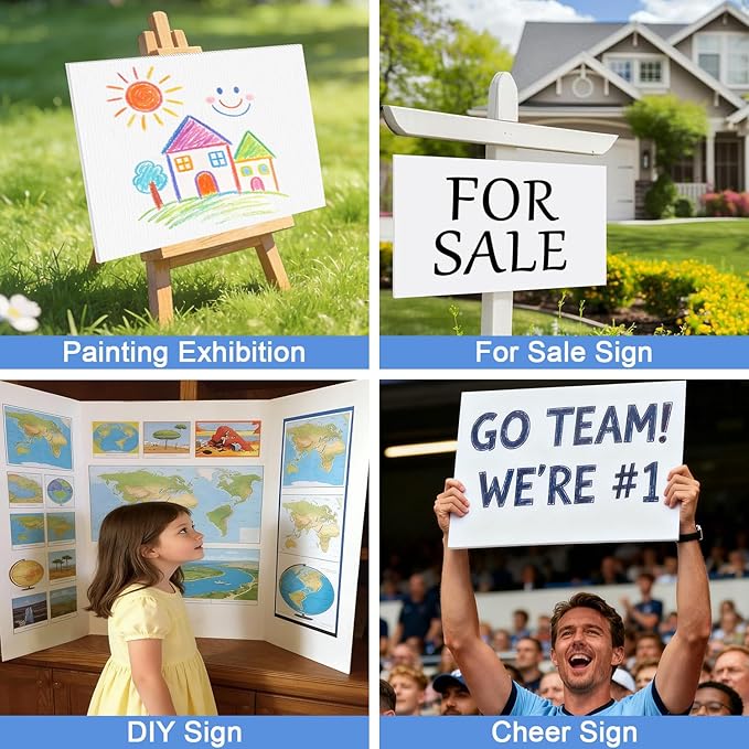 Poster Board 11" x 14", 10 Pack White Corrugated Plastic Board, 3/16 Inches Thick Double-Sided Poster Sheets for School Projects, Craft, Art, Waterproof Blank Yard Signs for Outdoor