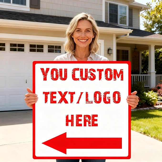 Custom Square Left Arrow Signs - 18 * 18 inches - Optional reflective，High-definition arrow, for parking lots 、 corridors、basement