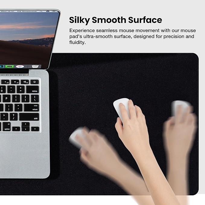 ALOANES Large Gaming Mouse Pad with Non-Slip Rubber Base,Stitched Edge,Desk mat for Laptop,Computer & PC, Wristing Pad for Gamer,Office & Home,Classic Black XXL 15.74''x35.43''x0.12''