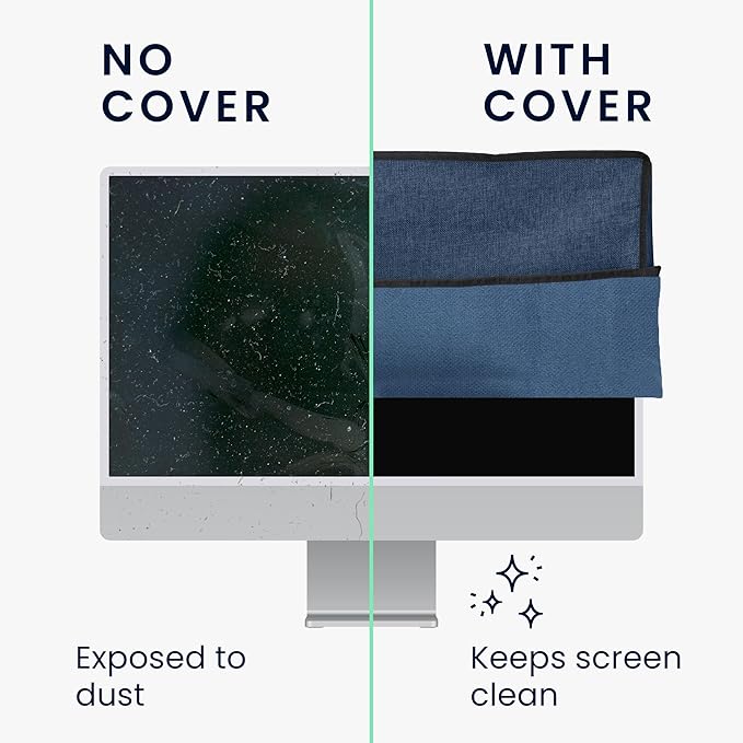 kwmobile Dust Cover for 31-32" Monitor - Linen Monitor Display Protector - Protect Your Computer Screen - Blue Grey