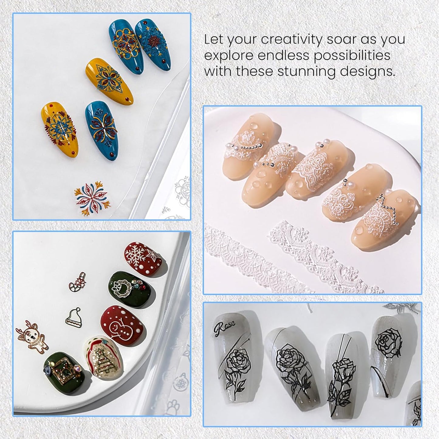 Nail Art Silicone Mold - Butterfly Stars Moon Decoration for 3D Carving Templates, Precise Embossed Pattern Tools, Charms for Acrylic DIY Craft