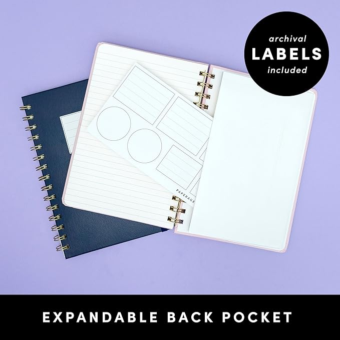 PAPERAGE Lined Spiral Journal Notebook, (Black), 3 Pack, 160 Pages, Medium 5.5 inches x 8 inches - 100 GSM Thick Paper, Hardcover, Double-Wire Spiral Journal & Notebook