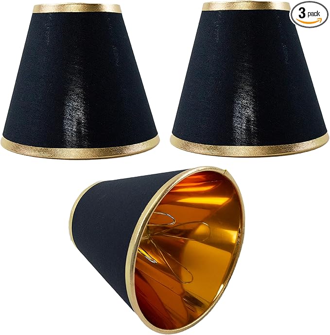 TAaMTYH small lamp shade chandelier shades set of 3，Fabric Lampshade for Wall Lamp，chandelier shades，small table lamps，For Cutting Edge bulbs, Clip-on Fitter Lampshade，3" X 6" X 5"