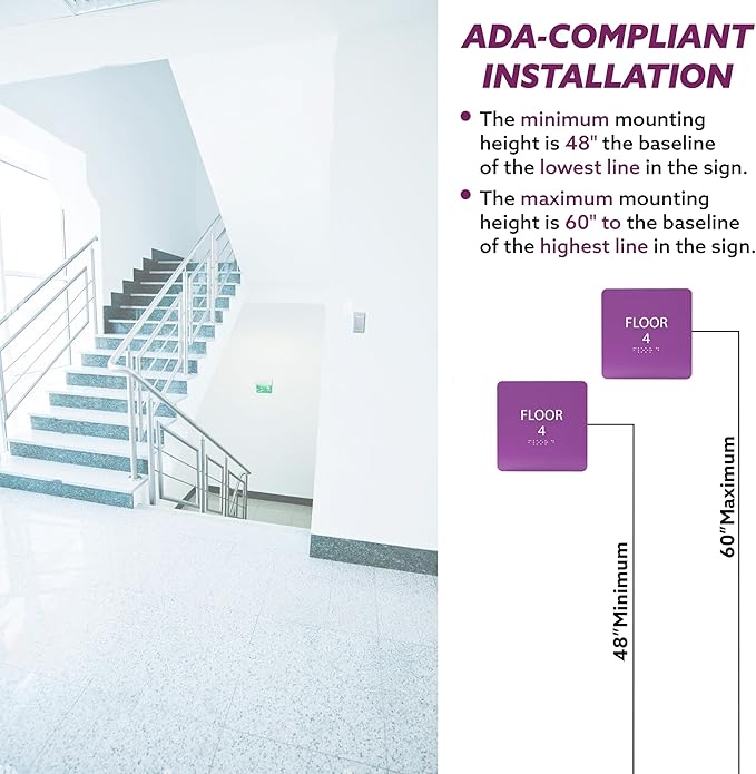 Light Green ADA Floor 4 Sign with Braille – Made from Durable Acrylic and Ready to Mount