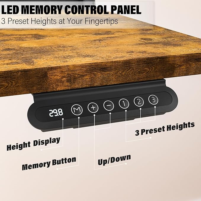 Kingant 40 x 24 Inch Electric Standing Desk with 4 Drawers, Height Adjustable Sit to Stand Computer Desk with Storage Shelf and C-Clamp Mount Compatibility for Home Office, Rustic Brown