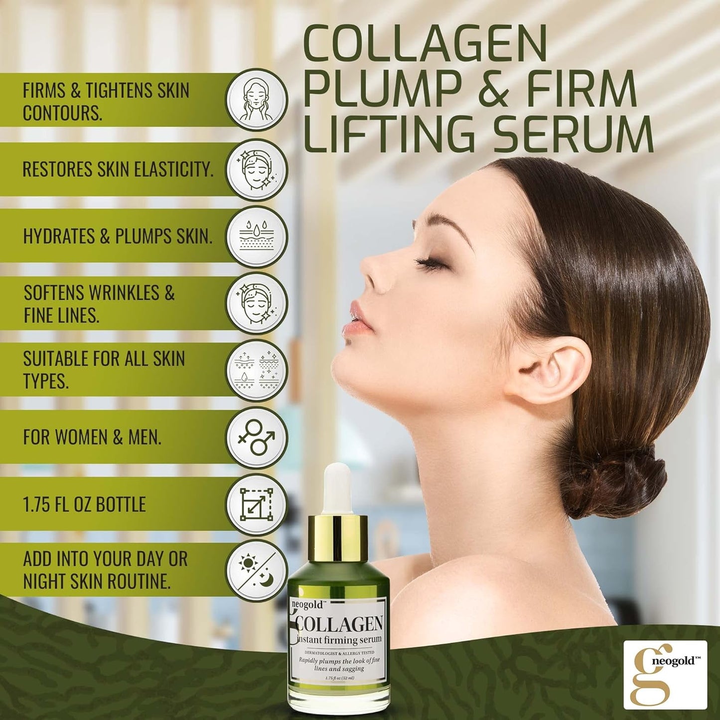 Collagen Serum for Face - Plump and Firm Skin, Natural Ingredients, Non-Greasy, Fast Absorbing