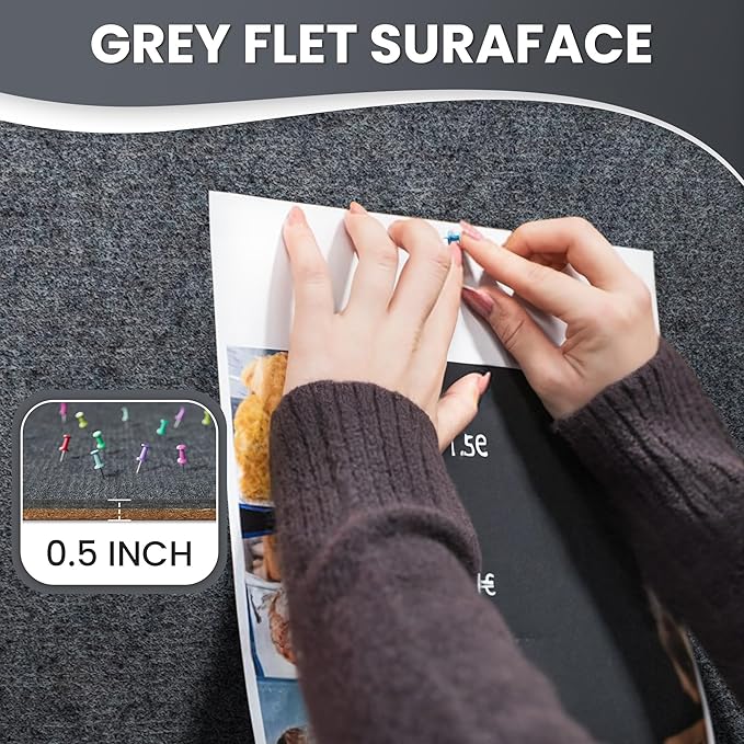 36"x24" Lockable Enclosed Bulletin Board, Outdoor Flet Weather-Resistant Aluminum Frame Notice Board, Wall Mounted Display Case Acrylic Doors for School,Office,Silver Frame w/Grey Flet