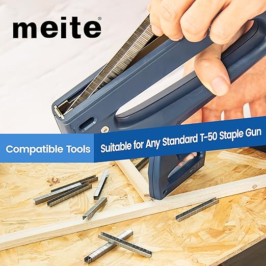 meite T-50 Stainless Steel Staples Marine, 9/16 Inch Heavy Duty Staples for Staple Gun - 1512 Counts, 20 Gauge 3/8 Inch Crown T-50 Upholstery Staple for Salt Water, Marine Applications
