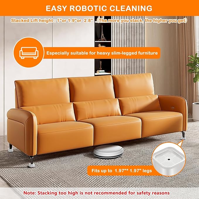 shouwuhho 24 Pack Furniture Risers Adjustable Bed Risers Heavy Duty Lifts Height 1", Square Stackable Bed Risers 1, 2 or 3 Inch for Desk Leg Table Couch Sofa Chair Bed Frame Legs Dorm, White