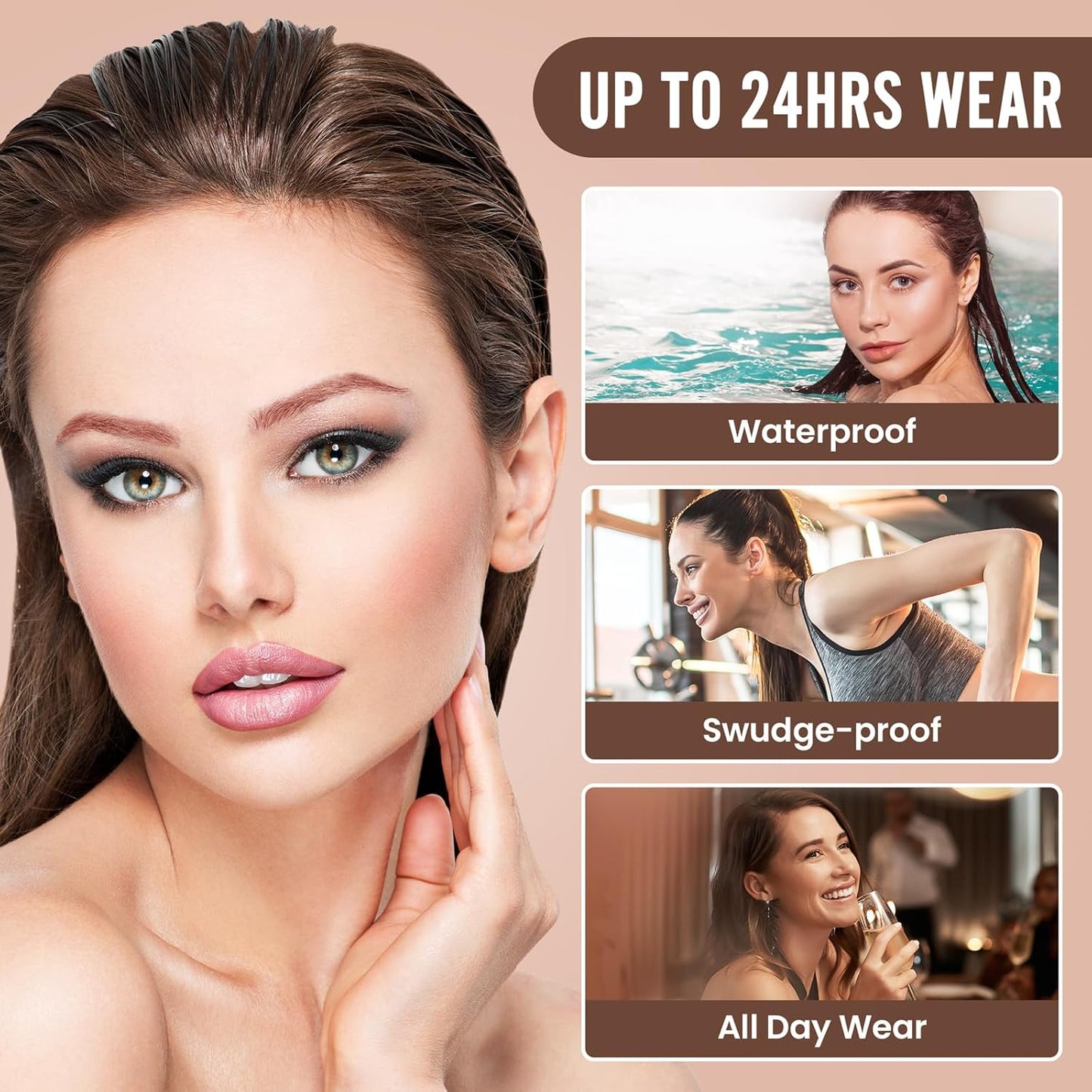 AWROSE Eyebrow Pencil, 3D Waterproof Microblading Eyebrow Pen 4 Fork Tip Tattoo Pencil, Precise Natural Brow Magic Eye Brow Pencil with Hair Like Strokes, 4 Points Multi-Used Eye Brow Pen for Women