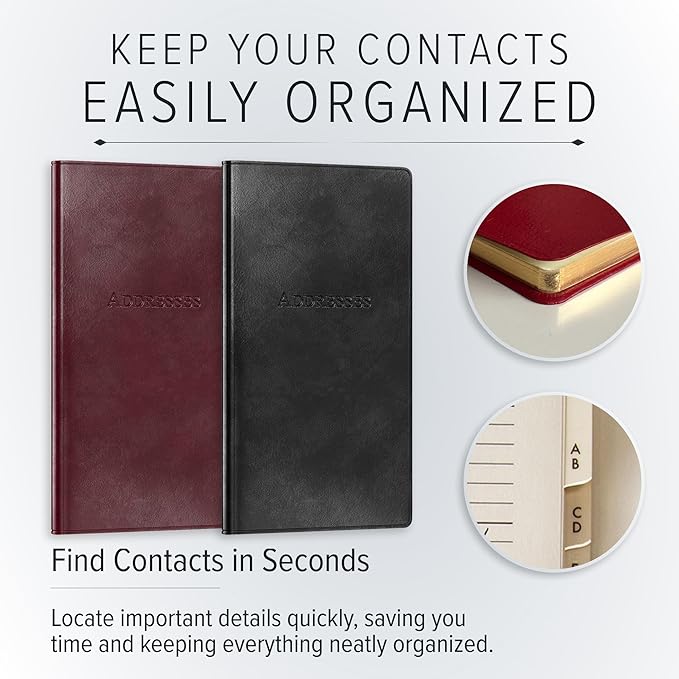Gallery Leather Small Address Book with Alphabetical Tabs up to 403 Records, Leather Notebook Hardcover, Telephone and Address Books - 6 x 3.25 ", Key West Turquoise