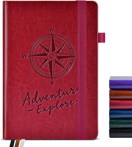PAIBAS Lined Journal Notebook for Women Men, 160 Pages, A5 Hardcover Vintage Leather Journaling Notebooks for Work, School, Note Taking, Travel, Bible Study,Daily Diary for Writing 5.8"x8.5"(Burgundy)