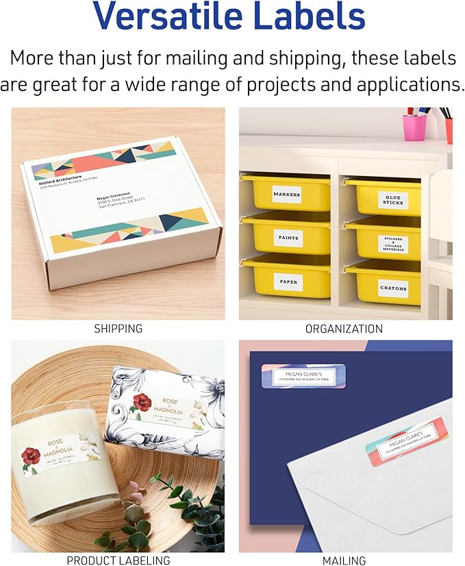 Avery Easy Peel Printable Address Labels with Sure Feed, 1" x 2-5/8" Customizable Stickers, White, 750 Blank Mailing Labels, Great for Mailing, Shipping, and More (18260)