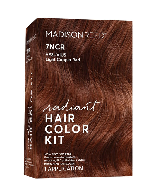 Madison Reed Radiant Hair Color Kit | 7NCR Light Copper Red (Vesuvius Red) for 100% Gray Hair Coverage | Dimensional Salon-Quality Permanent Hair Dye | PPD-Free & Ammonia-Free | 1 Pack