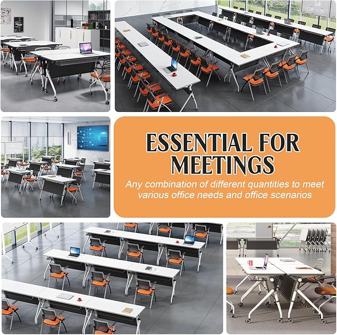 Conference Table,55.1''Folding Conference Room Table for 4-12 People,Mobile Flip Top MeetingTraining Table with Different Coulor and Styles for Offices, Classrooms,Meeting Room (8, 47.2''C)