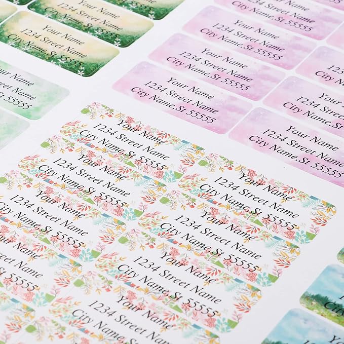 AWUSA Return Address Labels - Personalized Labels, Custom Colorful Patterns, Can Be Used for Box, Paper, Plastic, Glass, Metal (2.6x1 Inch, Set of 400, Glossy Vinyl) 2.6''x1''