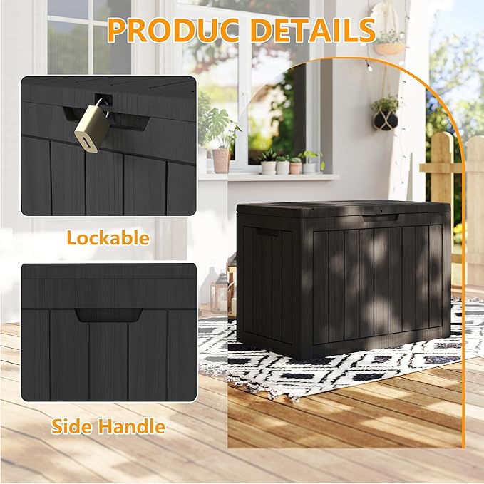 Yardgrace 320 Gallon Outdoor Storage Box Waterproof, Resin Deck Boxes with Lockable Lid & UV-Resistant for Patio, Pool, Garden Furniture Cushions & Accessories, Black
