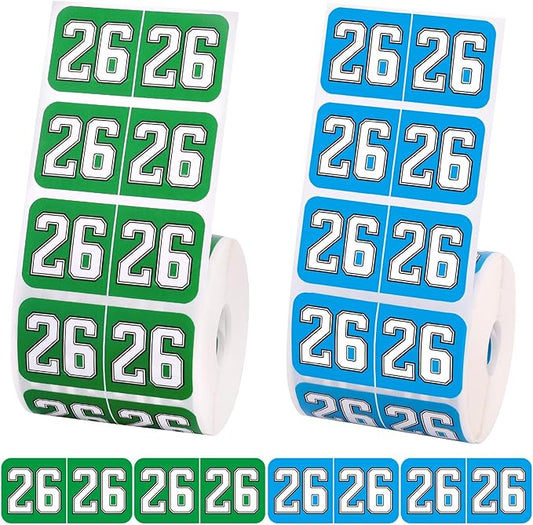 1000pcs 2026 Year Stickers, 3/4x1-1/2 Inch 26 Year Colored Self-Adhesive Stickers File Folder Labels Decals for Tab File Folders Office Supplies (Green and Blue)
