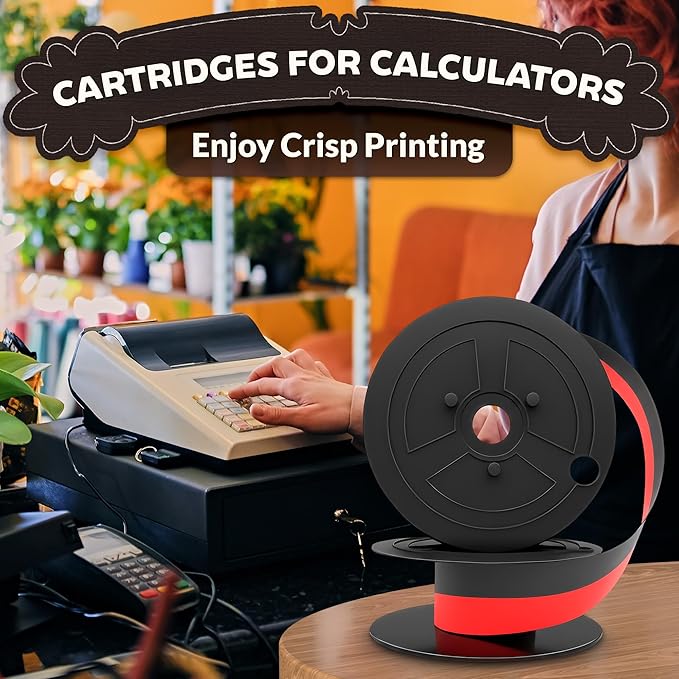 Canon MP11DX Calculator Ribbon Set of 3 – 18ft x 0.5in Sharp EL-1197PIII Calculator Ribbon Red/Black for Great Print Capacity and Brightness, Easy Setup – Suitable for Popular Models