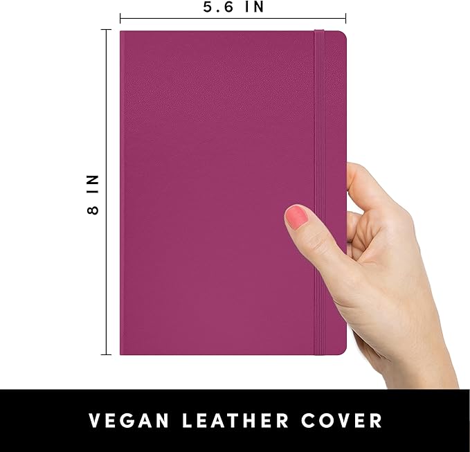 PAPERAGE Blank Journal Notebook, (Raspberry), 160 Pages, Medium 5.6 in x 8 in - 100 GSM Thick Paper – Hardcover Journaling Notebook for Work, School, Note Taking or Sketching