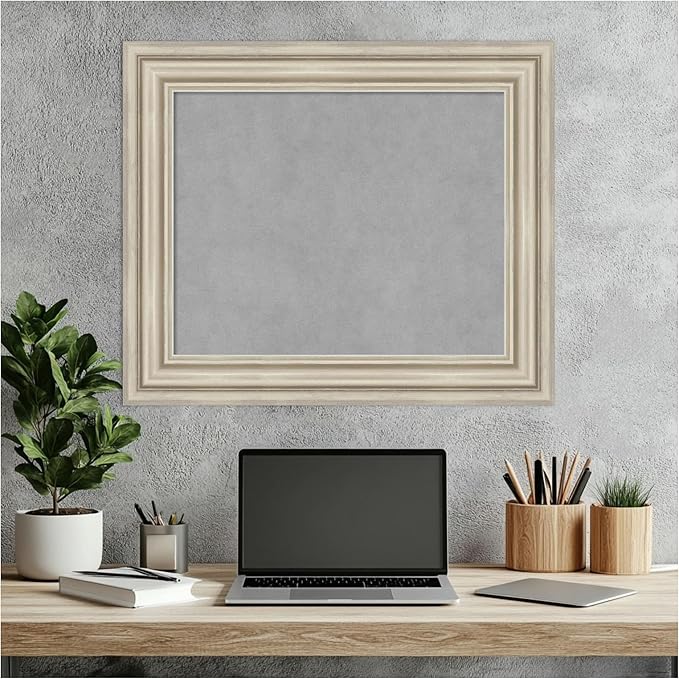 Amanti Art Silver Framed Magnetic Board 22x26 Small Vision Board for use with Magnets, 100% Metal Sheet to Display Items as Office Decor or for Home Organization in mudroom, Kitchen or Kids Room