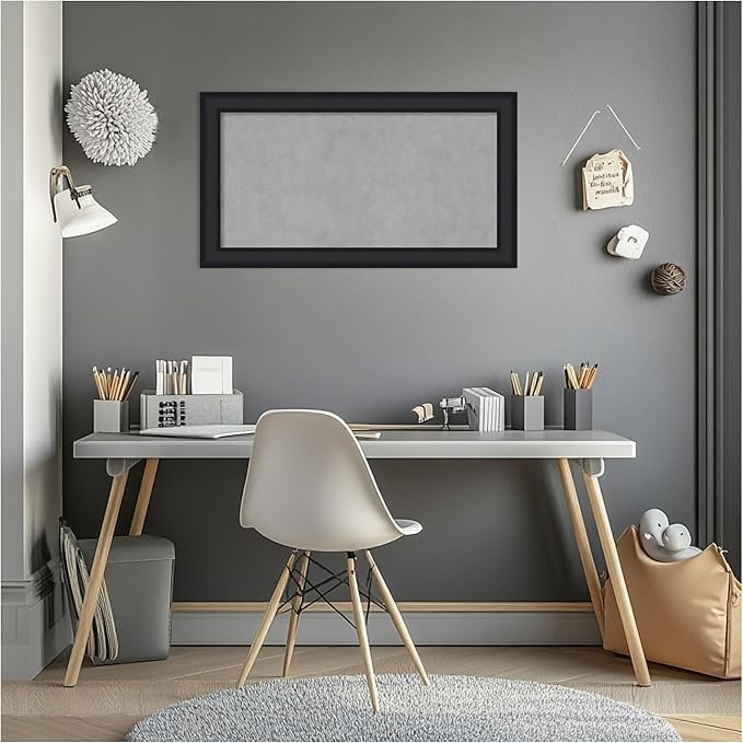 Amanti Art Black Framed Magnetic Board 15x27 Small Vision Board for use with Magnets, 100% Metal Sheet to Display Items as Office Decor or for Home Organization in mudroom, Kitchen or Kids Room