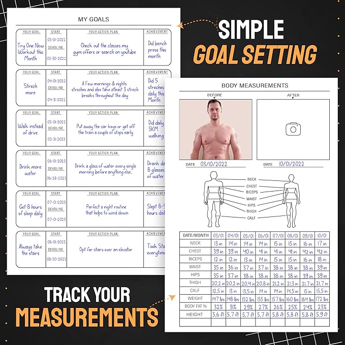 Nextnoid Hardcover Fitness Journal Workout Planner for Men & Women - A5(5.7" x 8.3") Sturdy Workout Log Book to Track Gym & Home Workouts