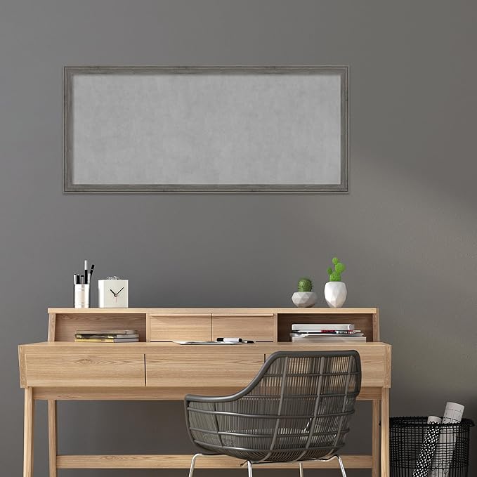 Amanti Art Grey Framed Magnetic Board 23x51 Oversize Vision Board for use with Magnets, 100% Metal Sheet to Display Items as Office Decor or for Home Organization in mudroom, Kitchen or Kids Room