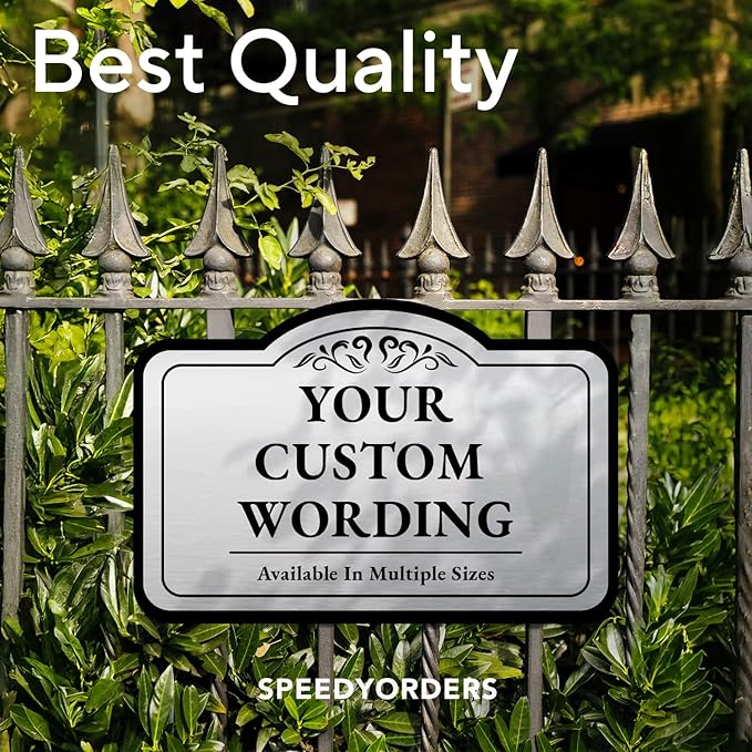 Custom Outdoor Decorative Metal Signs, Personalized Aluminum, Waterproof, Design 1, Metallic Silver, 30x24 In