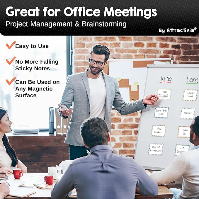 Attractivia Dry Erase Magnetic Labels 3.7 x 2.8 in, Pattern Borders, Medium Dry Erase Magnets, 20-Pack, Colored Erasable Write-On All-Purpose Labels, for Office, Education, Home, Whiteboard
