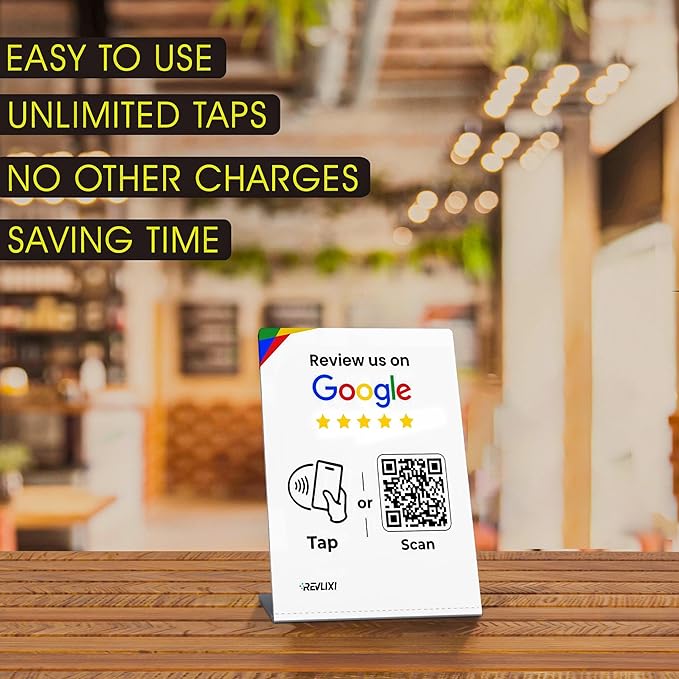 REVLIXI Google Review Stand (3 PCS)- Boost Reviews w/Reusable Google Review Tap Card Stand & QR Code Stand -No App, No Subscription- Android & iPhone Compatible -Boost Google Reviews for Online Growth