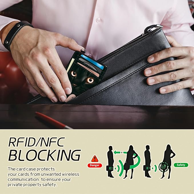 BWEGRHE Small Travel Wallets, Black Cat Glitter Slim Minimalist Front Pocket Wallet with Wristlet, RFID Blocking PU Leather Credit Card Holder with ID Window Change Purse for Men Women