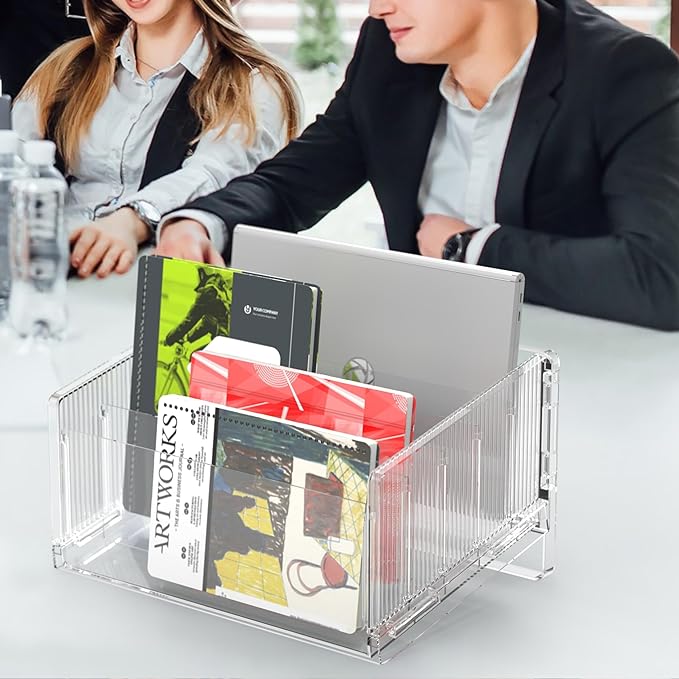 Cuukie File Sorter Organizer, 5 Sections Acrylic Letter Tray for Desk, Mail Organizer Letter Holder for Envelopes, Mail, Electronics 1Pack