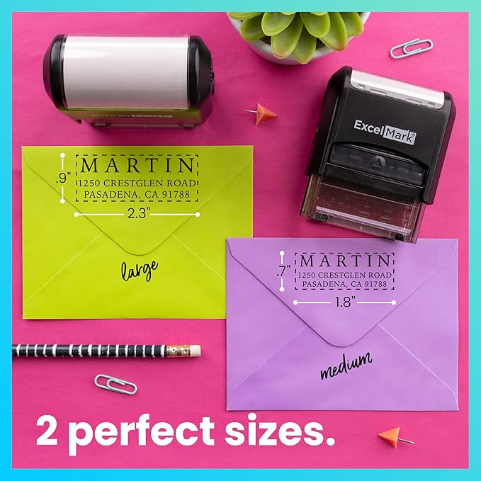 ExcelMark Personalized Return Address Stamp – Custom Self Inking Rubber Stamp (Large, Simple Classic)