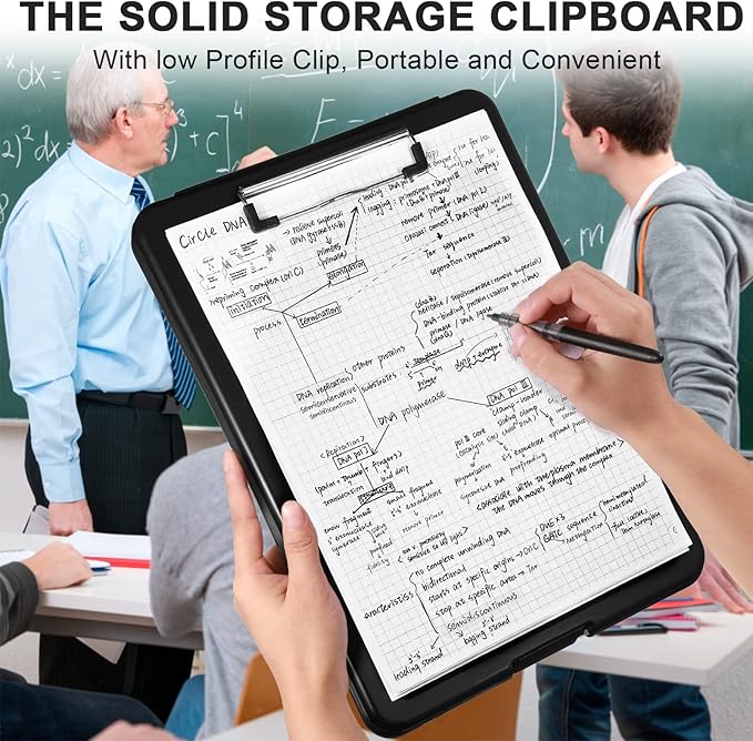 Mimorou 15 Pcs Clipboard with Storage,9.5 x 13.5 Inch Plastic Heavy Duty Foldable Clip Board with Pen Holder Low Profile Clipboard for Nurse Teacher Classroom Office Back to School Supplies