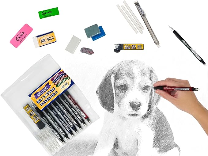 June Gold 320 Pieces, 0.9 mm 2B Lead Refills, 80 Pieces Per Dispenser, Bold Thickness, Break Resistant Lead/Graphite, 1.0 mm Compatible (Pack of 4 Dispensers)