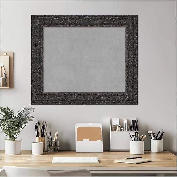 Amanti Art Black Framed Magnetic Board 21x25 Small Vision Board for use with Magnets, 100% Metal Sheet to Display Items as Office Decor or for Home Organization in mudroom, Kitchen or Kids Room